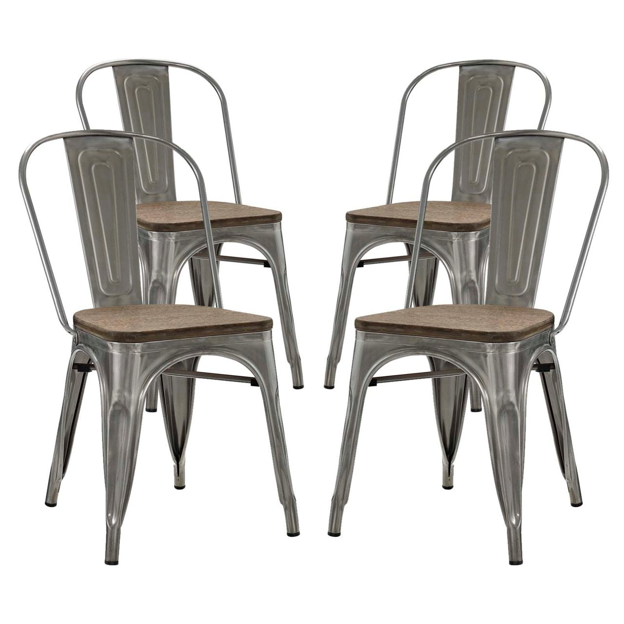 Promenade Dining Side Chair Set of 4, Silver, Metal 11900