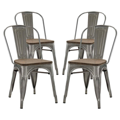 Promenade Dining Side Chair Set of 4, Silver, Metal 11900