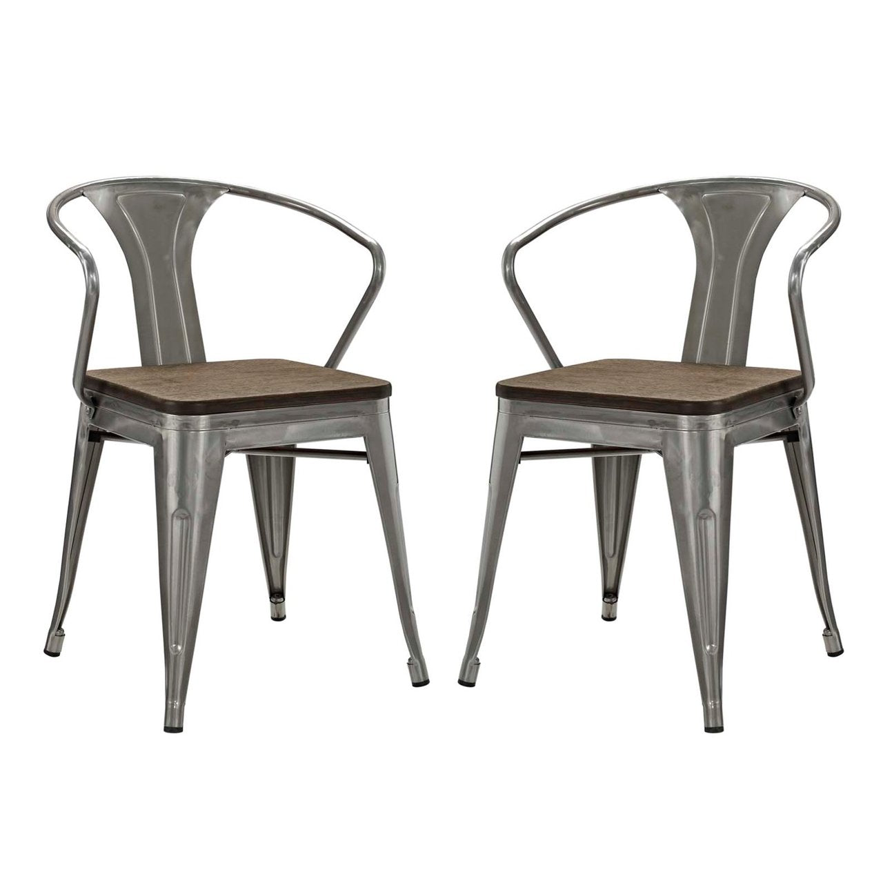 Promenade Bamboo Dining Chair Set of 2, Silver, Metal 11922