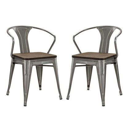 Promenade Bamboo Dining Chair Set of 2, Silver, Metal 11922