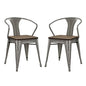Promenade Bamboo Dining Chair Set of 2, Silver, Metal 11922