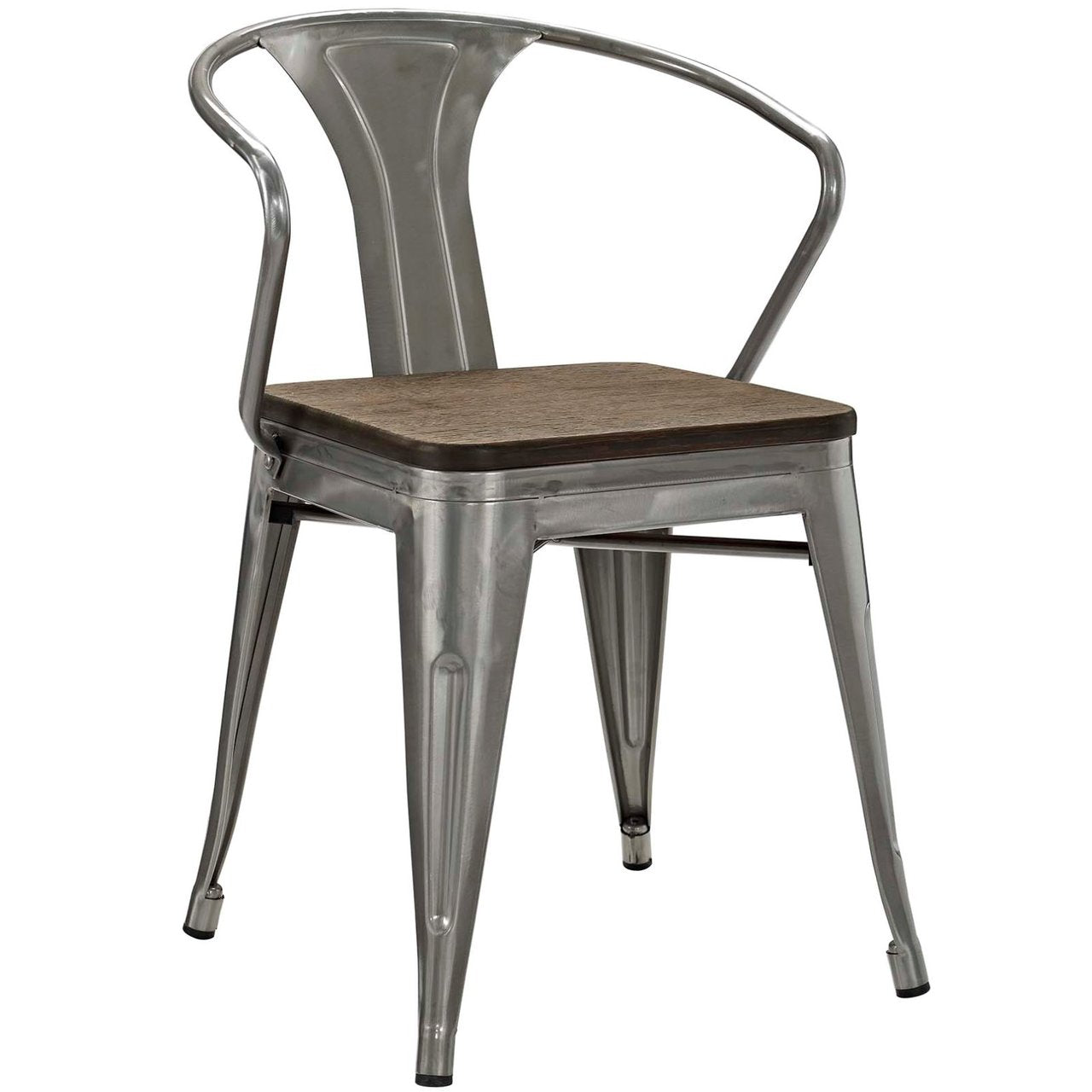 Promenade Bamboo Dining Chair Set of 2, Silver, Metal 11922