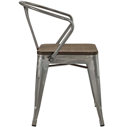 Promenade Bamboo Dining Chair Set of 2, Silver, Metal 11922