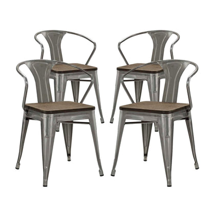 Promenade Bamboo Dining Chair Set of 4, Silver, Metal 11926