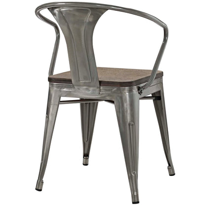 Promenade Bamboo Dining Chair Set of 4, Silver, Metal 11926