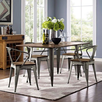 Promenade Bamboo Dining Chair Set of 4, Silver, Metal 11926
