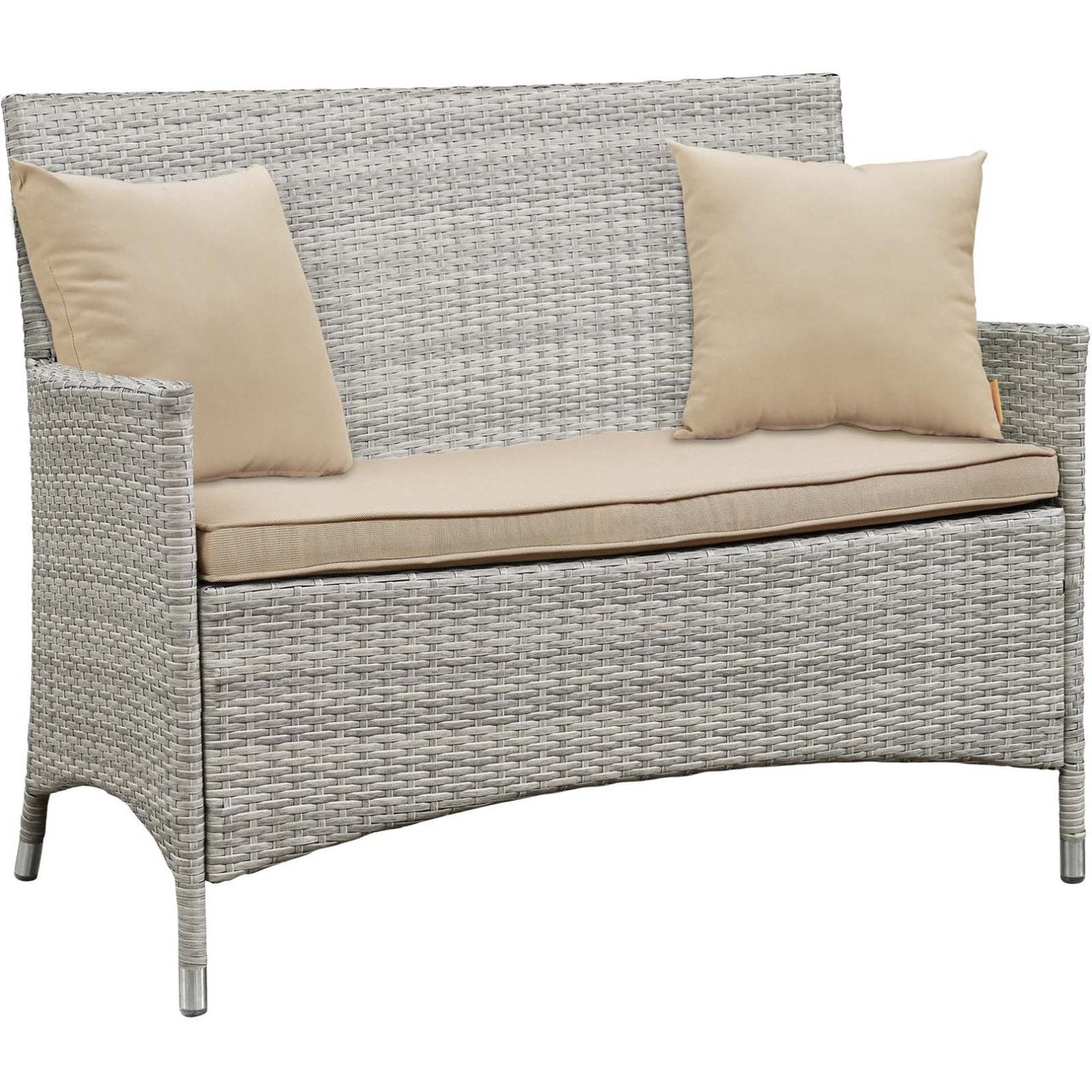 Bridge Four PCS Outdoor Patio Patio Conversation Set with Pillow Set, Beige, Rattan 11944