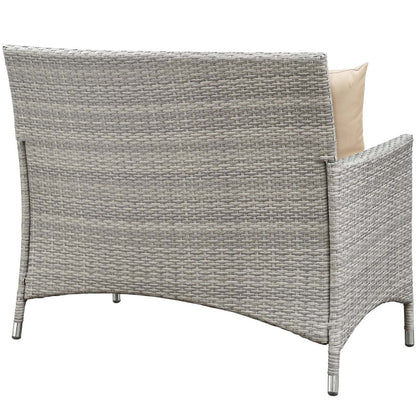 Bridge Four PCS Outdoor Patio Patio Conversation Set with Pillow Set, Beige, Rattan 11944