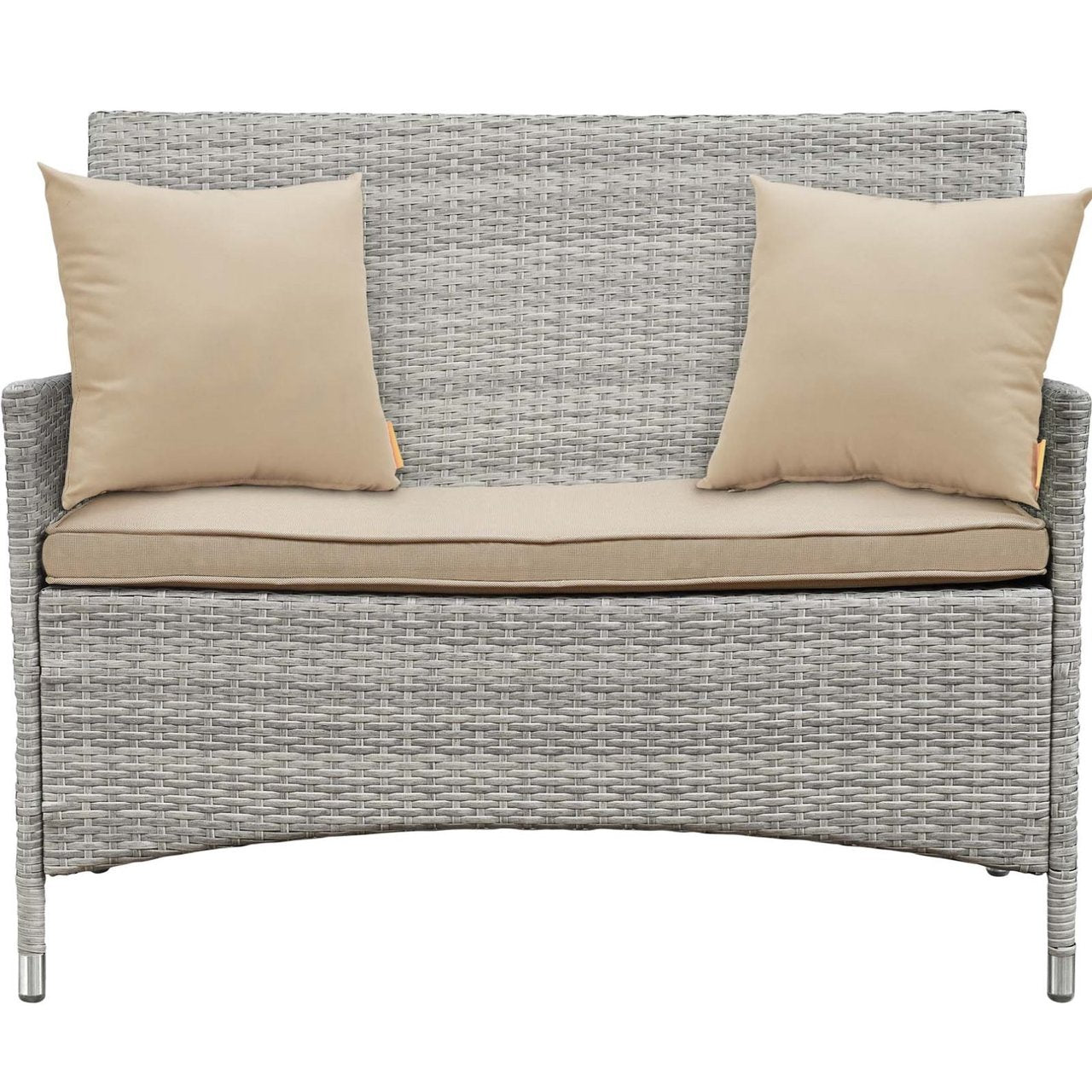 Bridge Four PCS Outdoor Patio Patio Conversation Set with Pillow Set, Beige, Rattan 11944