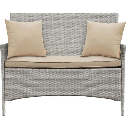 Bridge Four PCS Outdoor Patio Patio Conversation Set with Pillow Set, Beige, Rattan 11944