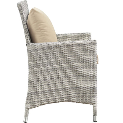 Bridge Four PCS Outdoor Patio Patio Conversation Set with Pillow Set, Beige, Rattan 11944