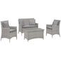 Bridge Four PCS Outdoor Patio Patio Conversation Set with Pillow Set, Grey, Rattan 11945