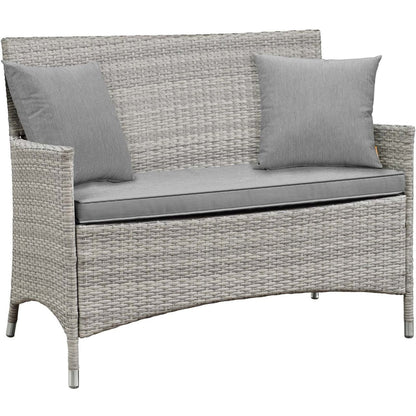 Bridge Four PCS Outdoor Patio Patio Conversation Set with Pillow Set, Grey, Rattan 11945