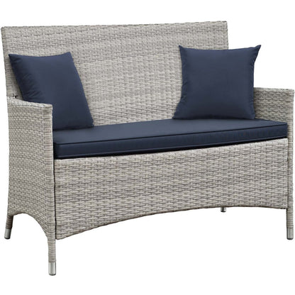 Bridge Four PCS Outdoor Patio Patio Conversation Set with Pillow Set, Navy, Rattan 11946