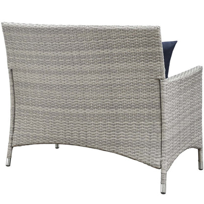 Bridge Four PCS Outdoor Patio Patio Conversation Set with Pillow Set, Navy, Rattan 11946