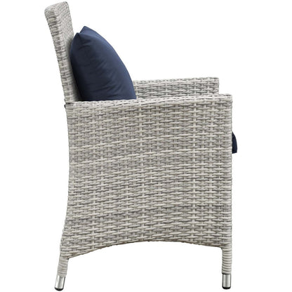 Bridge Four PCS Outdoor Patio Patio Conversation Set with Pillow Set, Navy, Rattan 11946