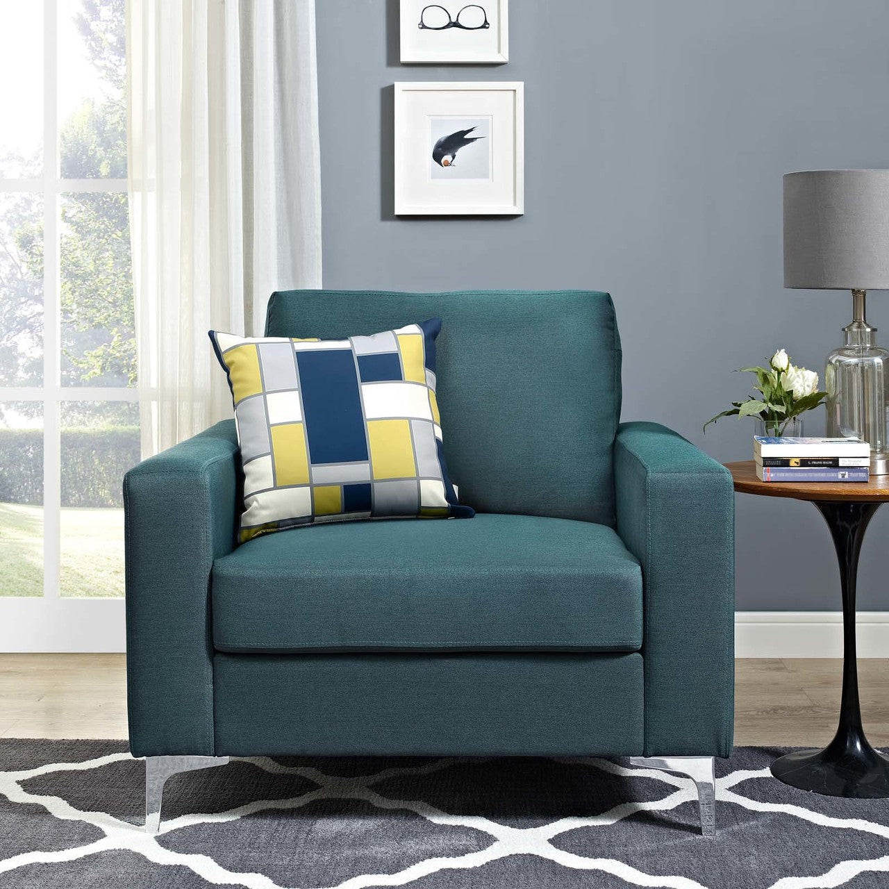 Allure Upholstered Armchair, Fabric, Blue 13656