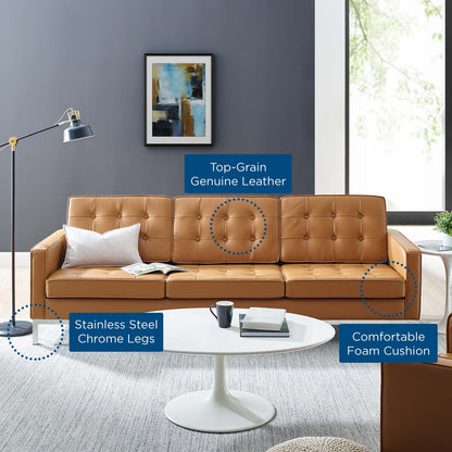Loft Leather Sofa, Leather, Tan, 18142