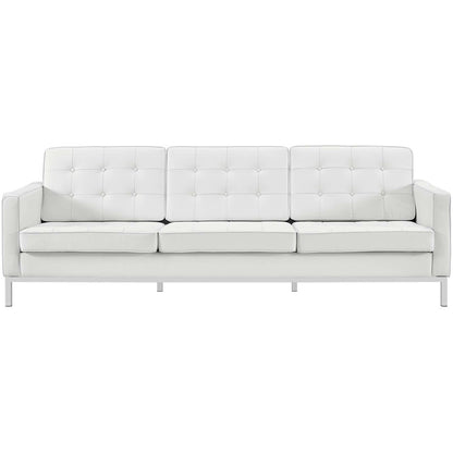 Loft Leather Sofa, Genuine Leather, White 13661