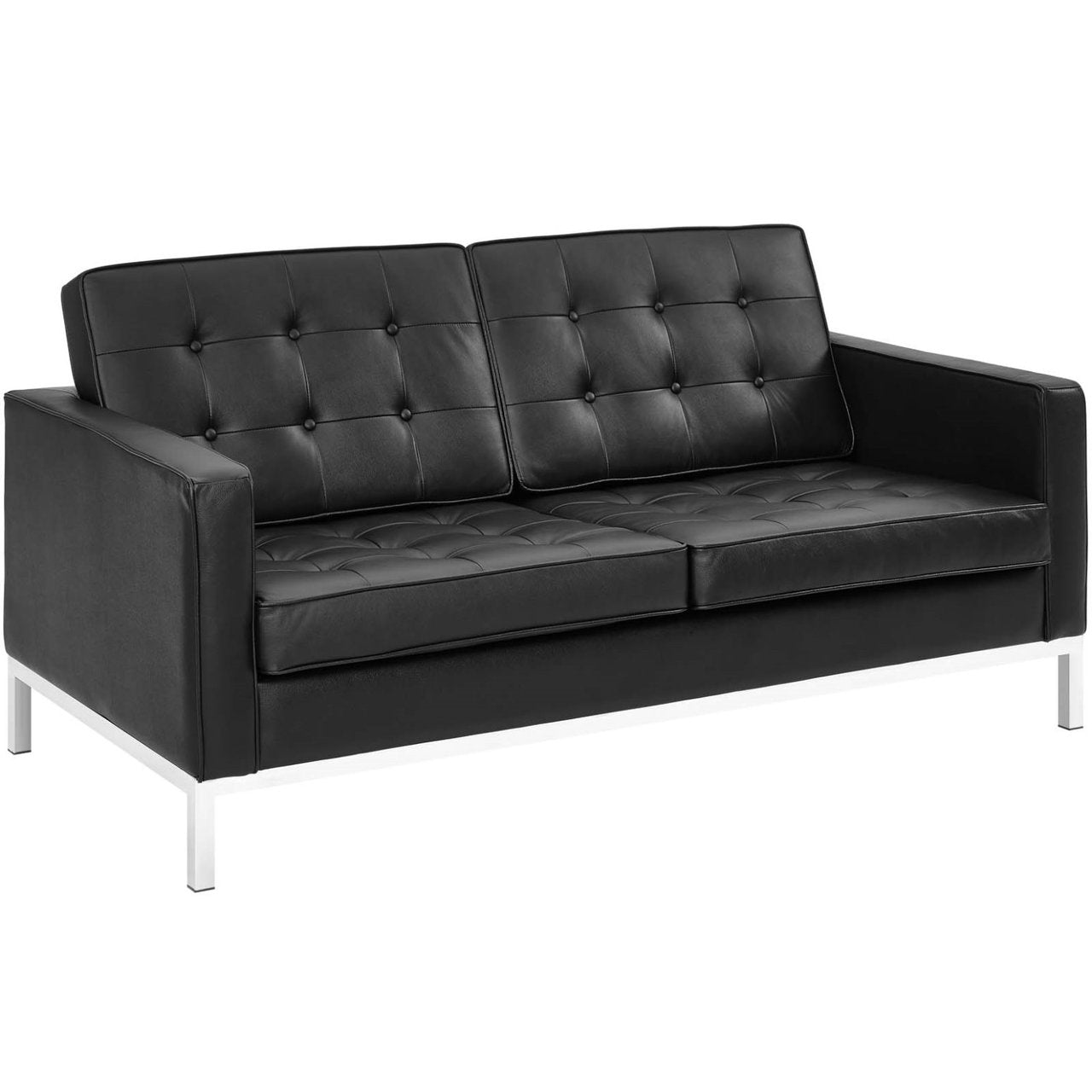 Loft Leather Loveseat, Black, Leather 13088