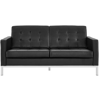 Loft Leather Loveseat, Black, Leather 13088