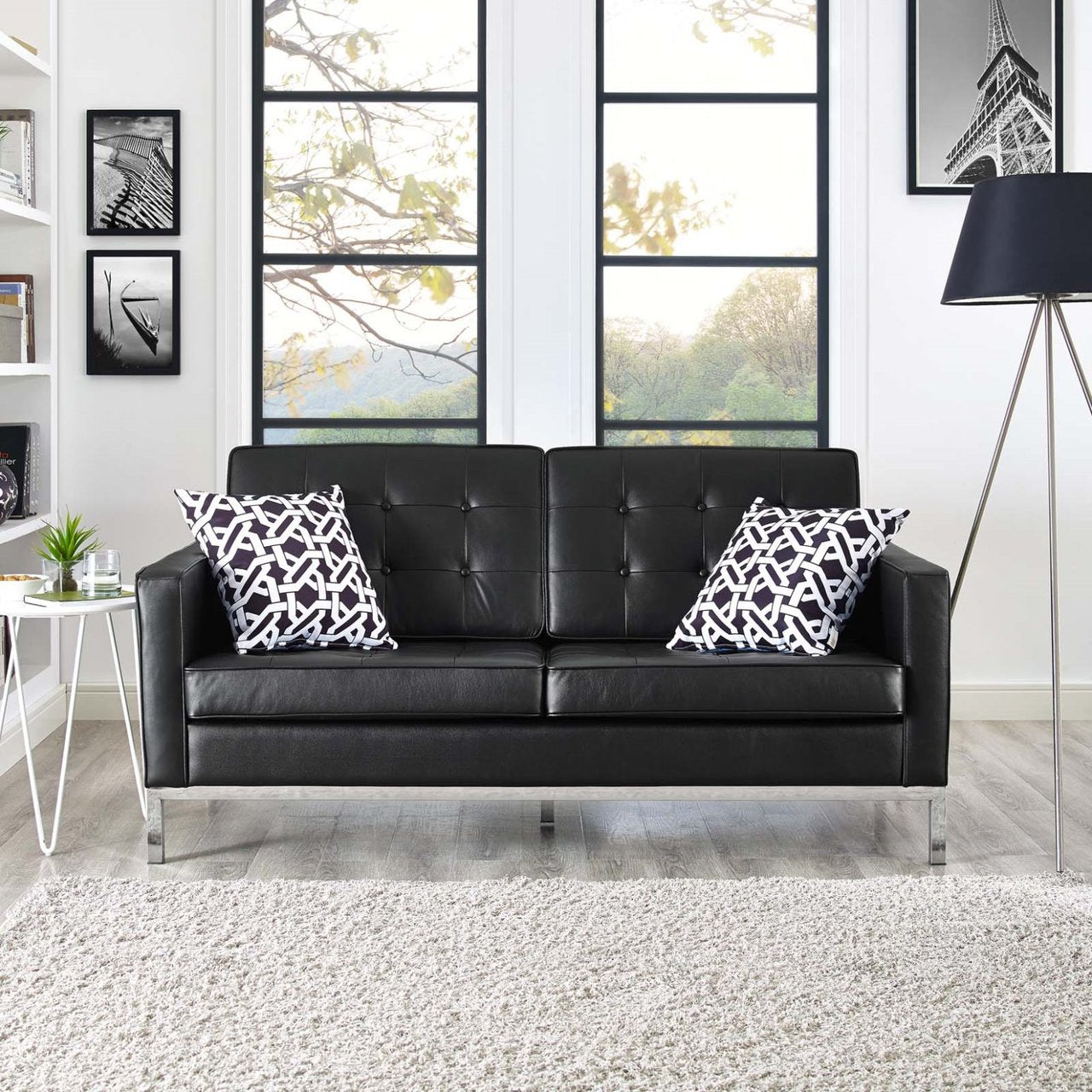 Loft Leather Loveseat, Black, Leather 13088