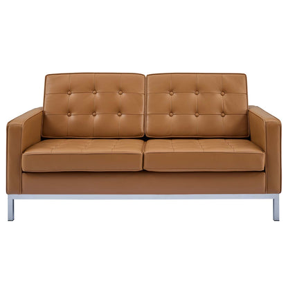 Loft Leather Loveseat, Leather, Tan, 18143
