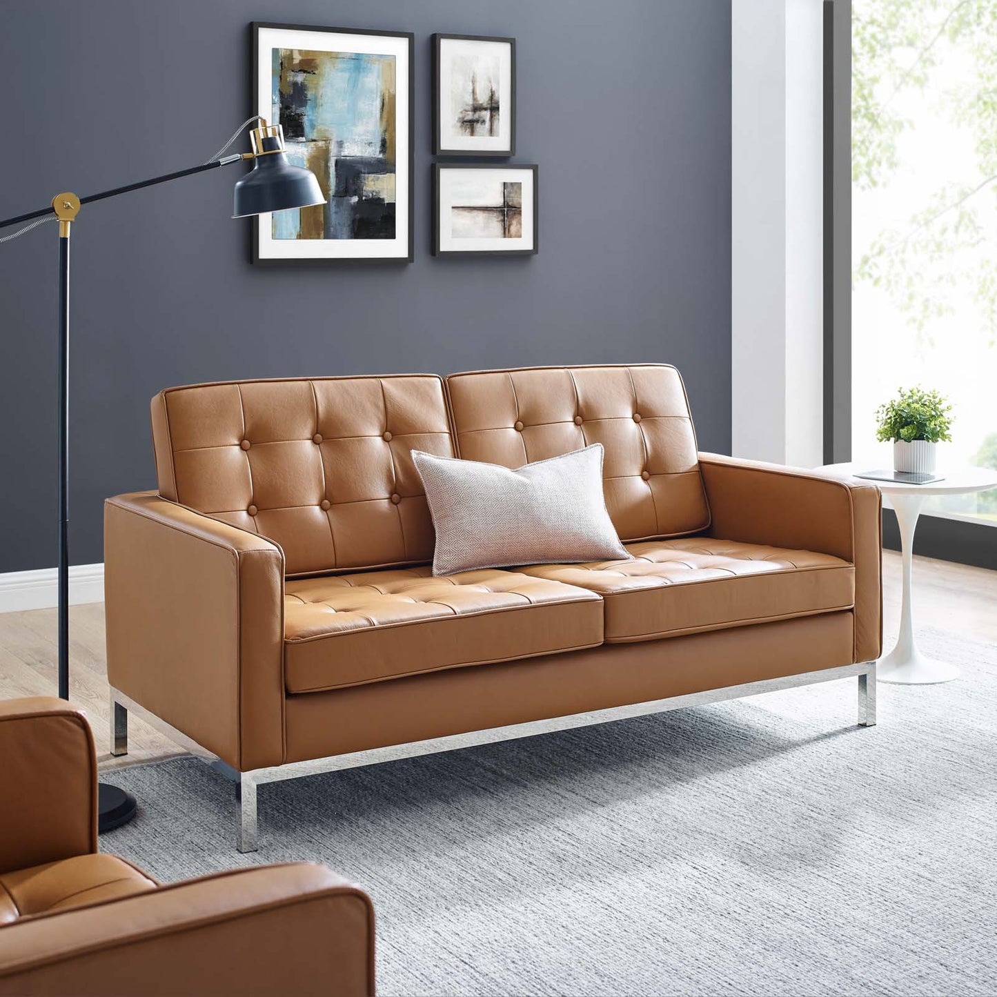 Loft Leather Loveseat, Leather, Tan, 18143