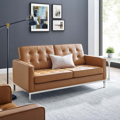 Loft Leather Loveseat, Leather, Tan, 18143