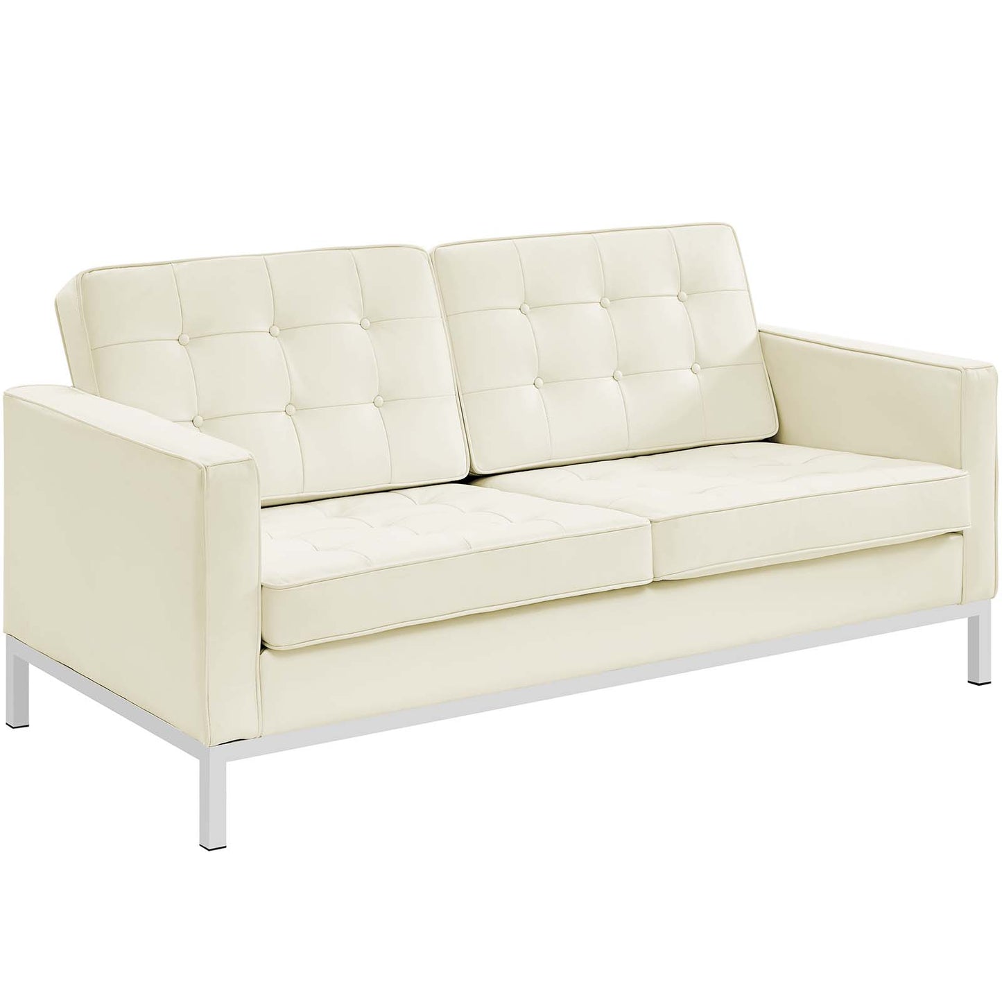 Loft Leather Loveseat, White, Leather 13089