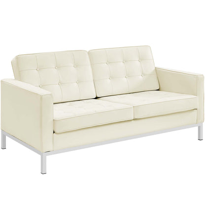 Loft Leather Loveseat, White, Leather 13089