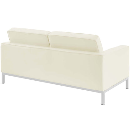 Loft Leather Loveseat, White, Leather 13089