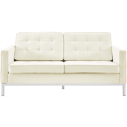 Loft Leather Loveseat, White, Leather 13089