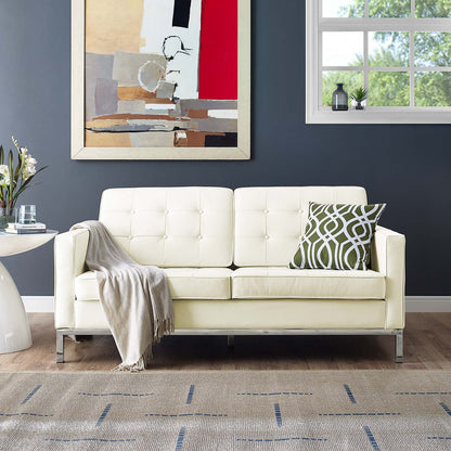 Loft Leather Loveseat, White, Leather 13089