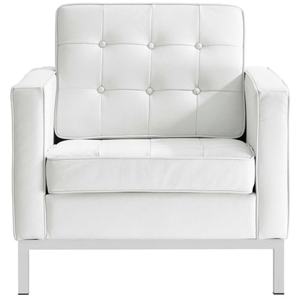 Loft Leather Armchair, White, Leather 13091