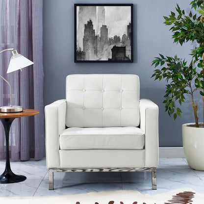 Loft Leather Armchair, White, Leather 13091