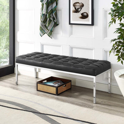 Loft Leather Bench, Genuine Leather, Black 13662