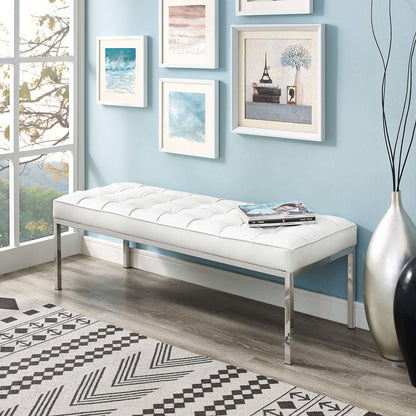 Loft Leather Bench, Genuine Leather, White 13663