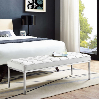 Loft Leather Bench, Genuine Leather, White 13663