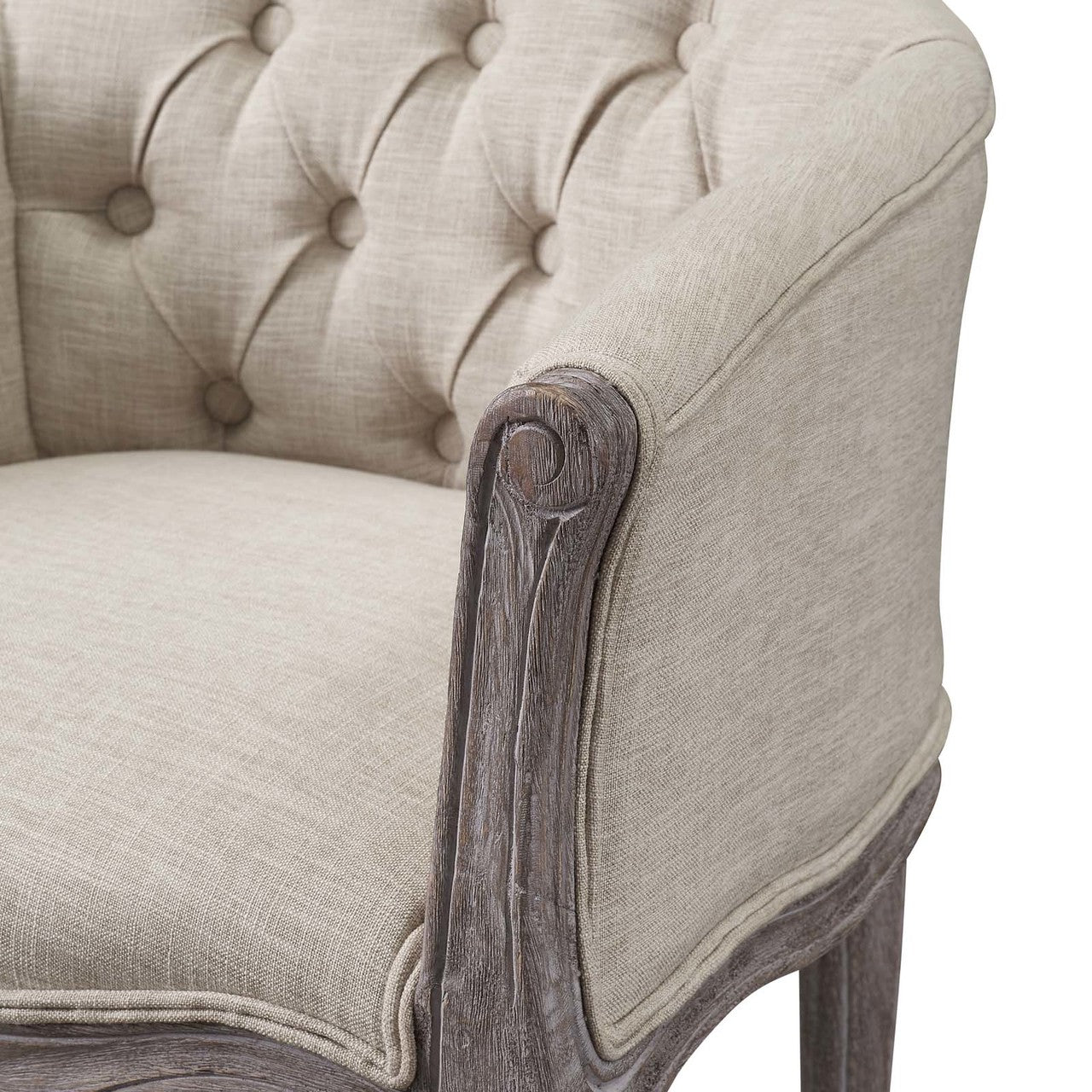Crown Vintage French Upholstered Fabric Dining Armchair, Fabric, Beige 13666
