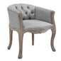 Crown Vintage French Upholstered Fabric Dining Armchair, Fabric, Light Grey Gray 13667