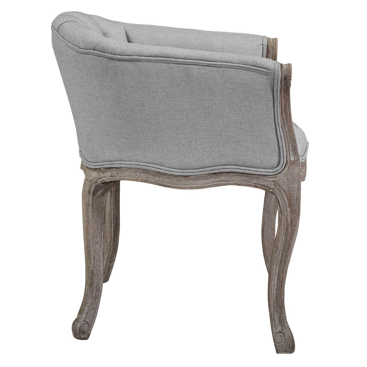 Crown Vintage French Upholstered Fabric Dining Armchair, Fabric, Light Grey Gray 13667