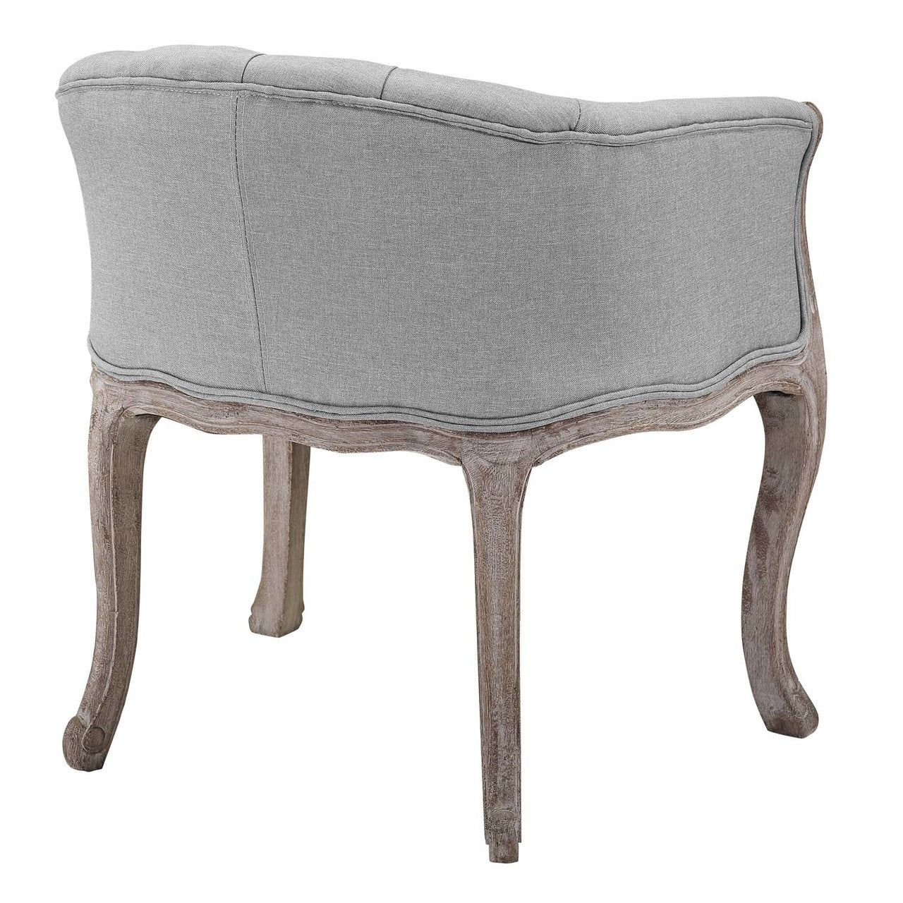 Crown Vintage French Upholstered Fabric Dining Armchair, Fabric, Light Grey Gray 13667