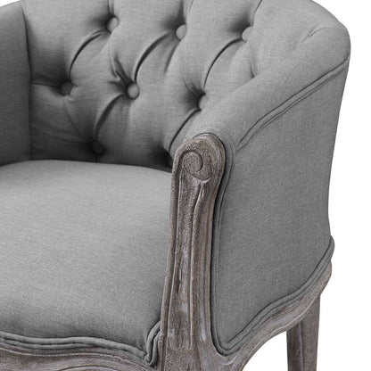 Crown Vintage French Upholstered Fabric Dining Armchair, Fabric, Light Grey Gray 13667