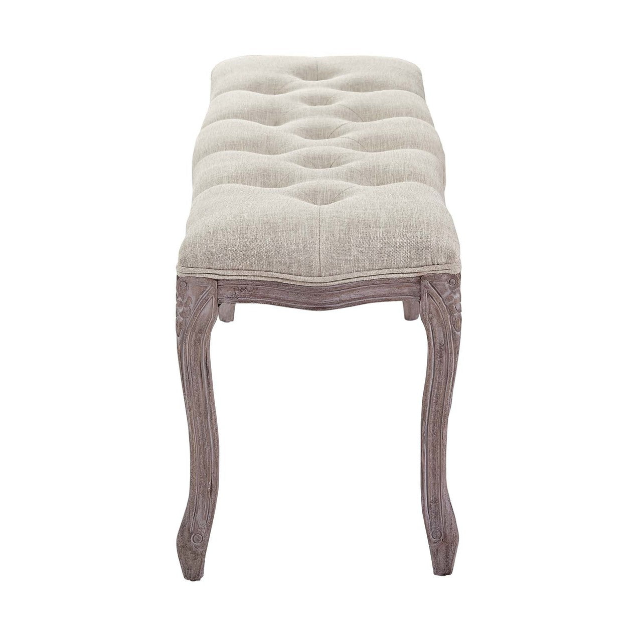 Regal Vintage French Upholstered Fabric Bench, Fabric Wood, Beige 13668