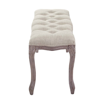 Regal Vintage French Upholstered Fabric Bench, Fabric Wood, Beige 13668