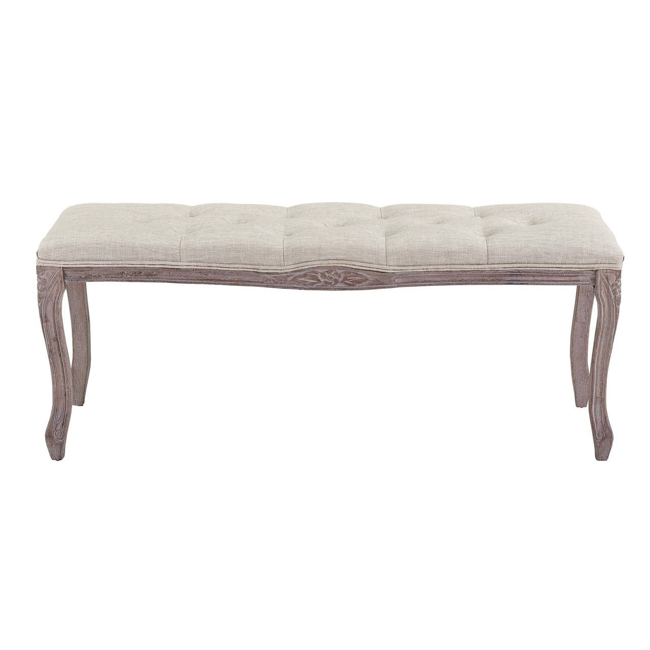 Regal Vintage French Upholstered Fabric Bench, Fabric Wood, Beige 13668