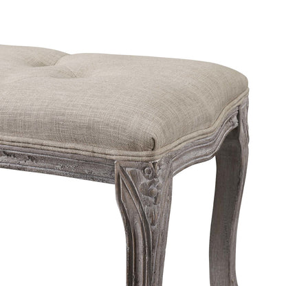 Regal Vintage French Upholstered Fabric Bench, Fabric Wood, Beige 13668