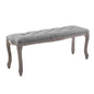 Regal Vintage French Upholstered Fabric Bench, Fabric Wood, Light Grey Gray 13669