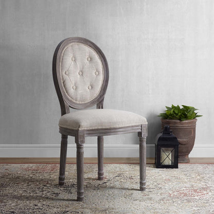 Arise Vintage French Upholstered Fabric Dining Side Chair, Fabric, Beige 13670
